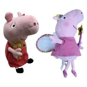 Peppa Pig Stuffed Animals - Pink and Red Outfits